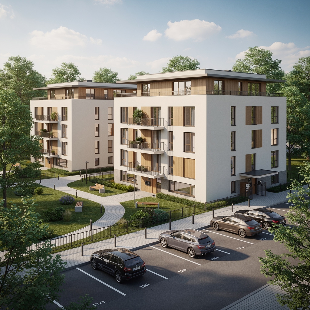 Renderowanie 3D zabudowy mieszkaniowej na działce
