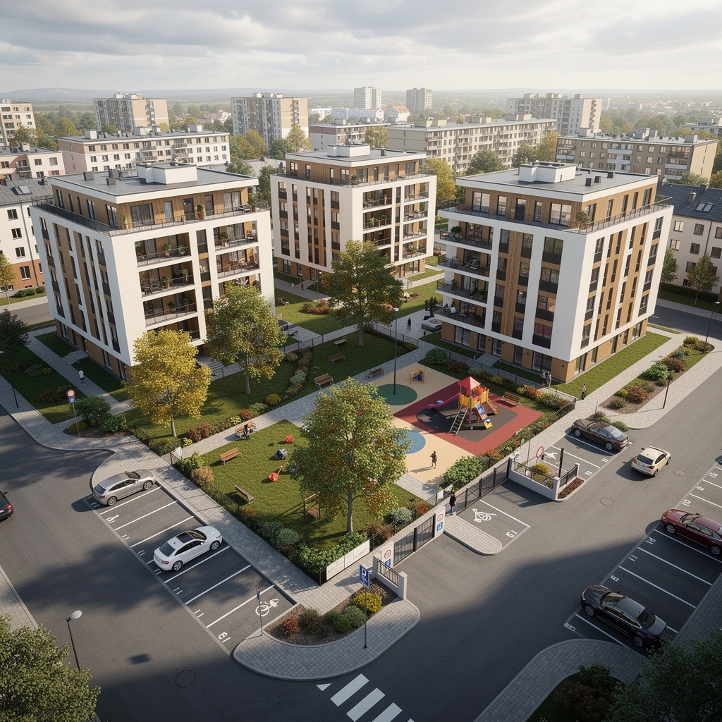 Wizualizacja 3D osiedla mieszkaniowego - widok ogólny terenu
